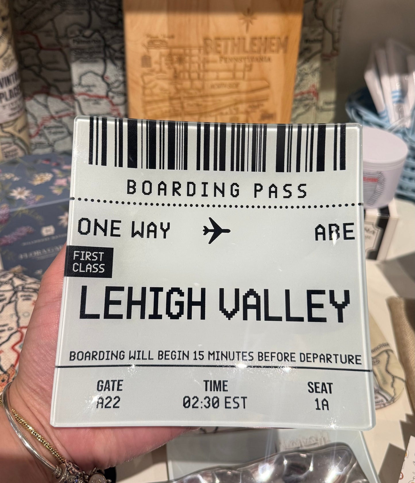 Lehigh Valley Boarding Pass Glass Tray