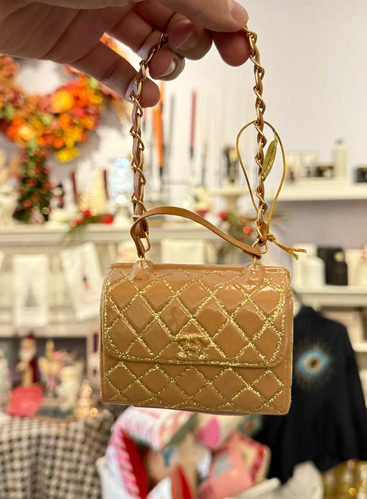 Chanel Inspired Tan Designer Handbag Ornament
