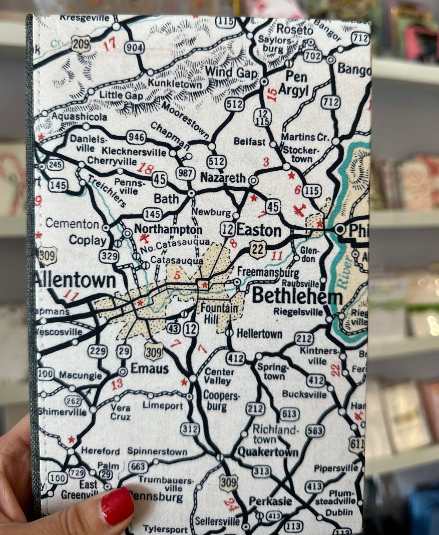 Lehigh Valley Map Notebook with Map Cover - Beautifully designed journal featuring a Lehigh Valley map
