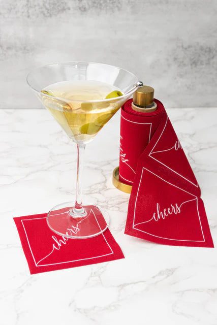 Cocktail Napkin - Cheers Red