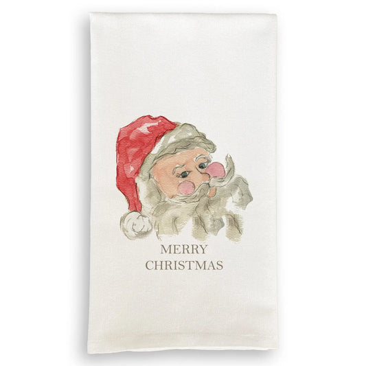Santa Tea Towel - Christmas Kitchen Towel with Santa Design