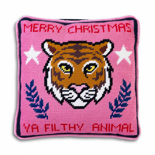 Needlepoint - Ya Filthy Animal Pillow - Funny Christmas Pillow