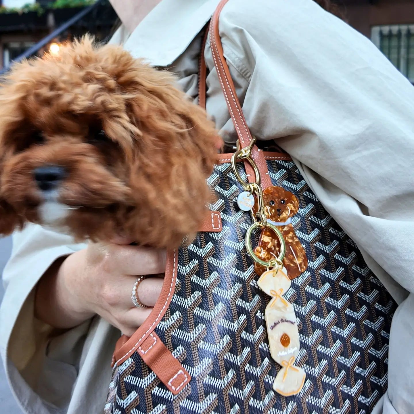 Doodle Puppy Charm/Key Chain for Purses, Bags + Backpacks