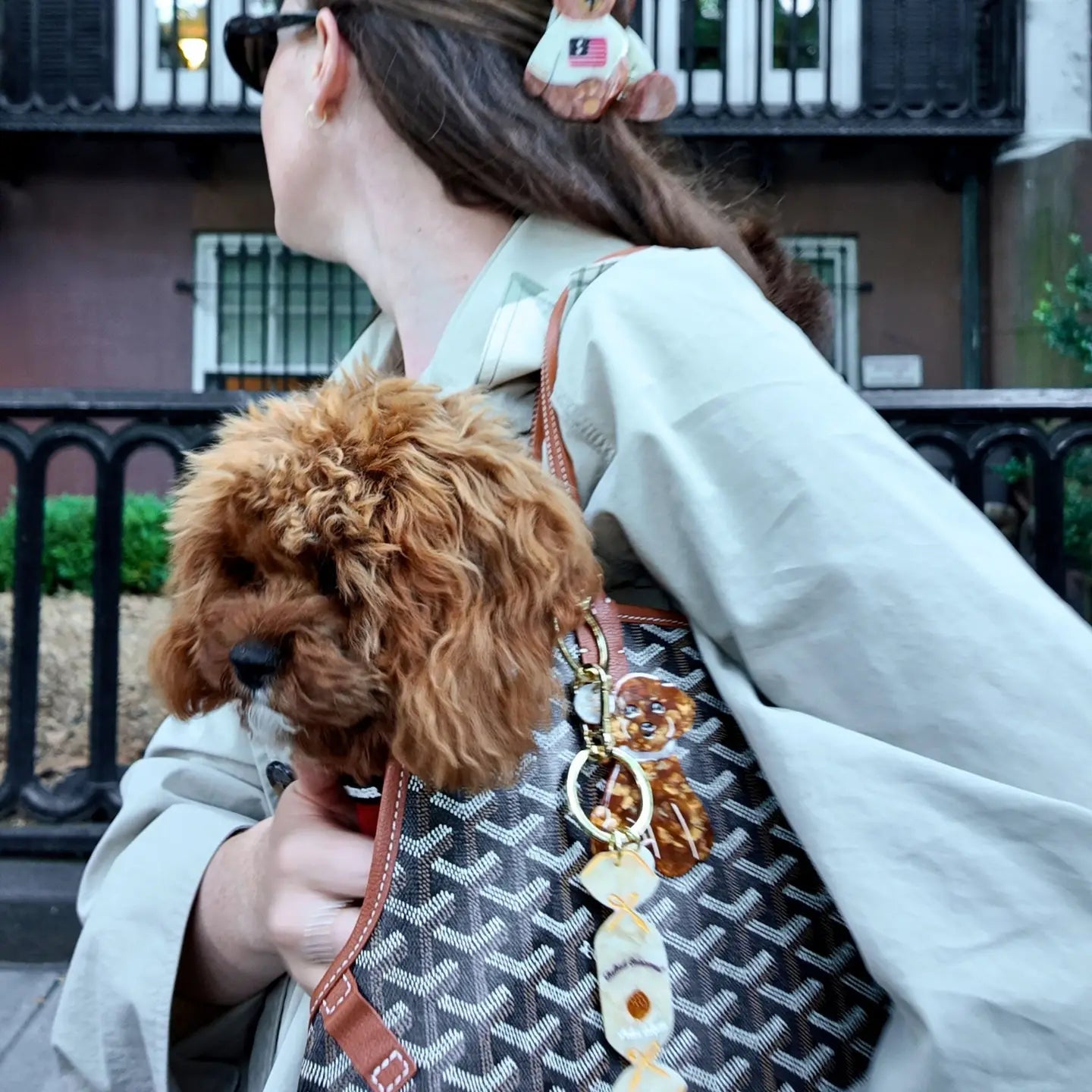 Doodle Puppy Charm/Key Chain for Purses, Bags + Backpacks
