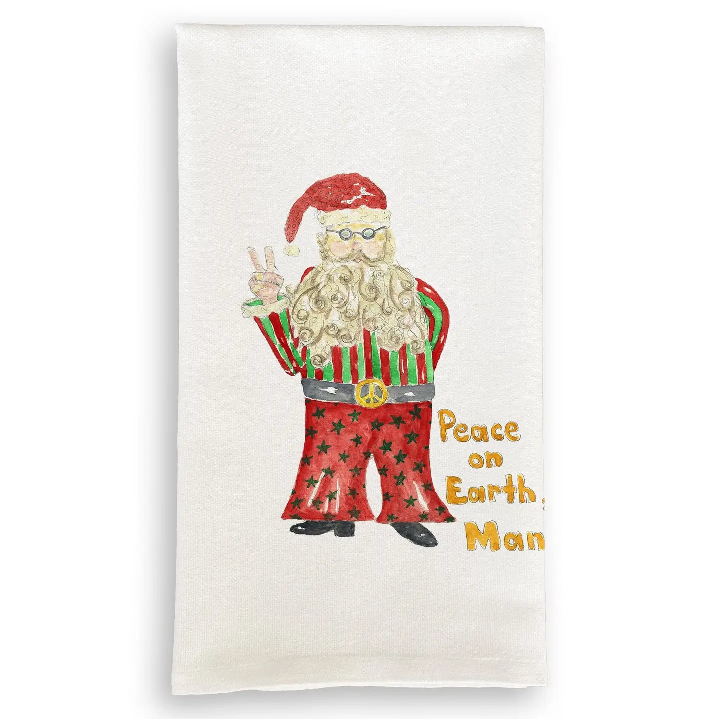 Groovy Santa Tea Towel - Fun retro Santa holiday towel