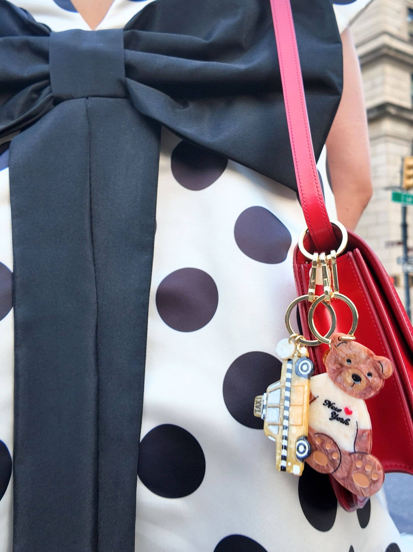Hand-painted New York Teddy Bear Bag Charm + Keychain