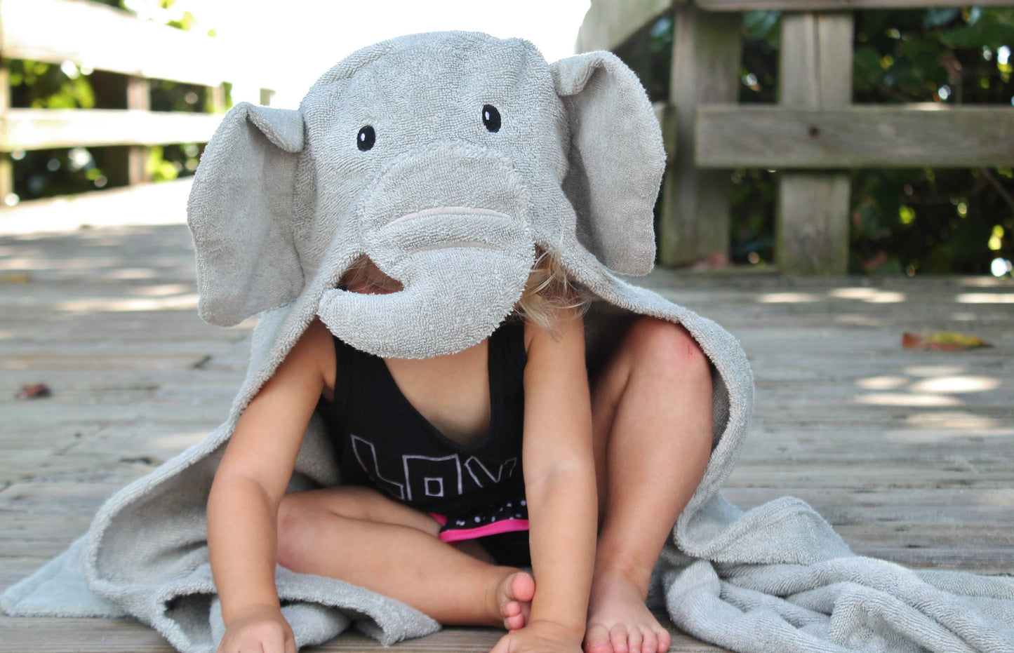 Elephant hooded towel for toddlers ages 2 to 8 years old