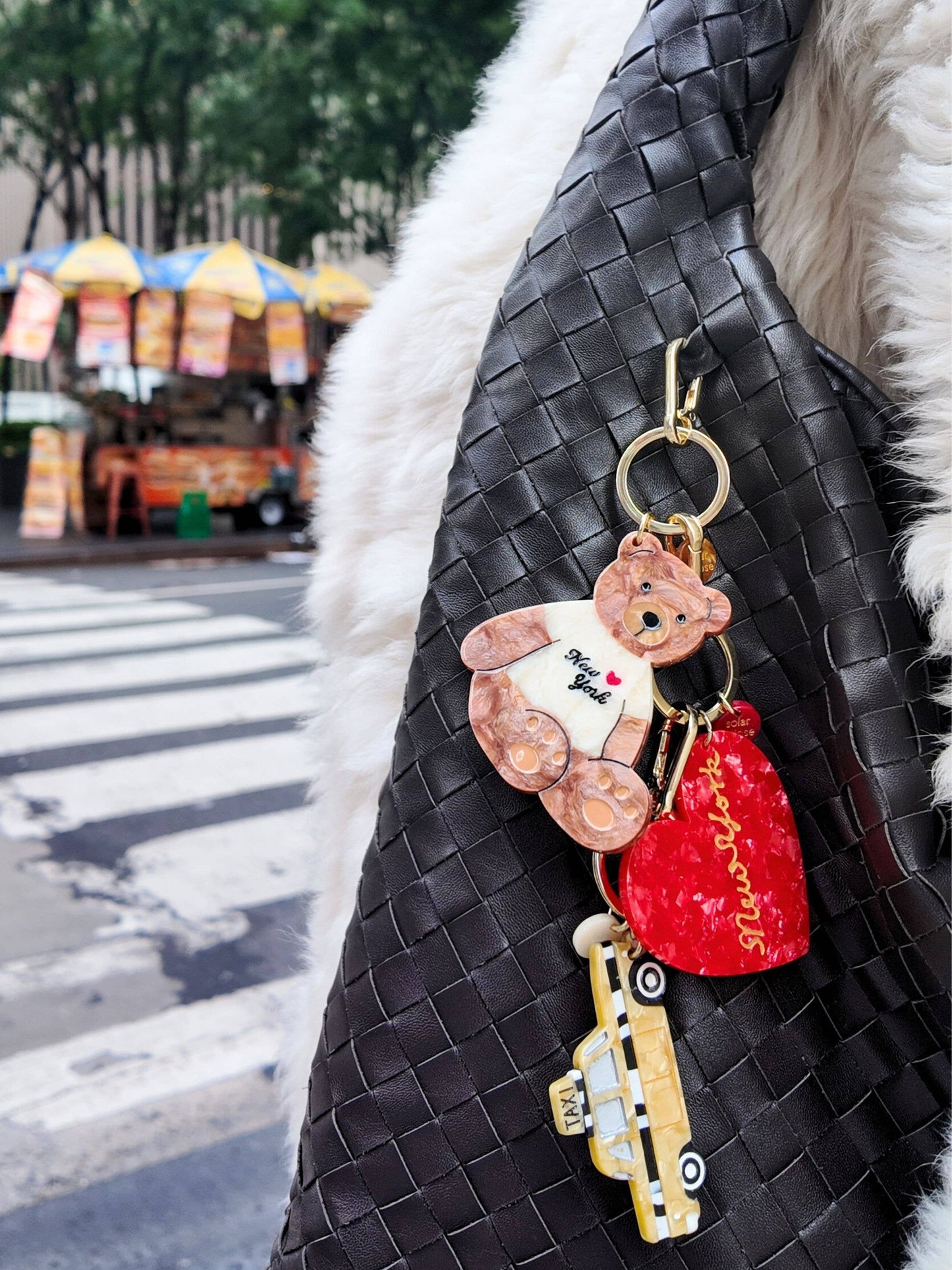 Hand-painted New York Teddy Bear Bag Charm + Keychain