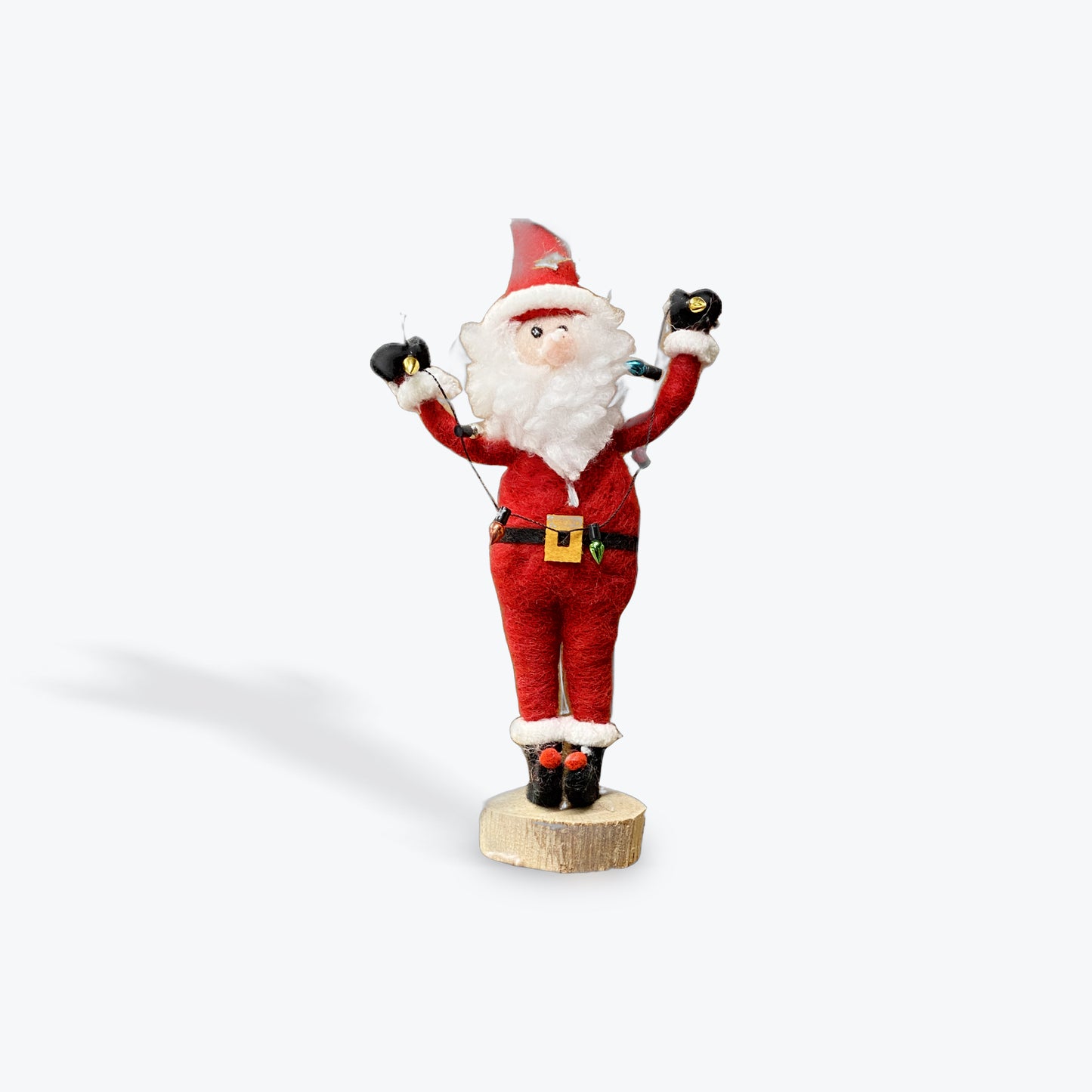 Onehundred80 7.5 Wool Santa holding a string of lights