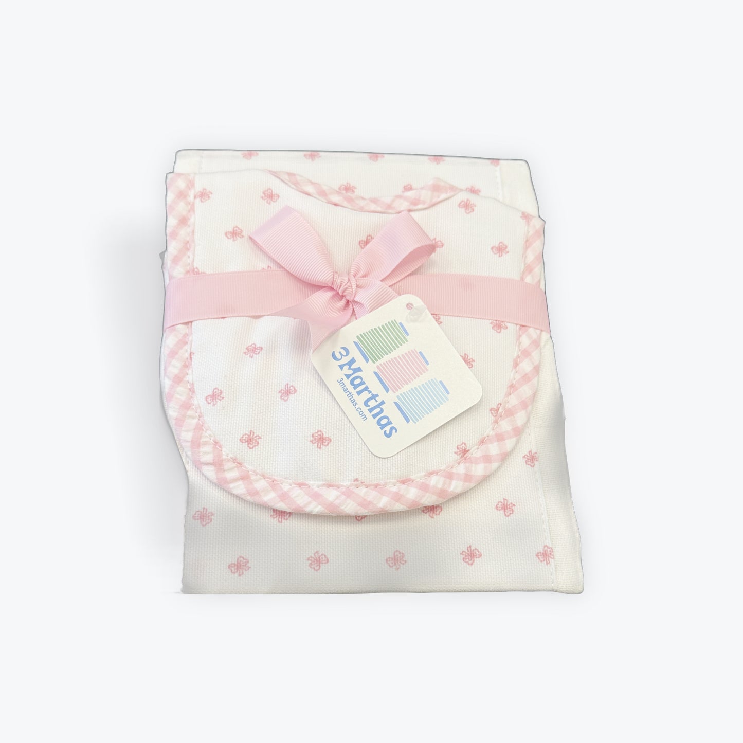 3 Marthas Burp/Drooler Pink Bow