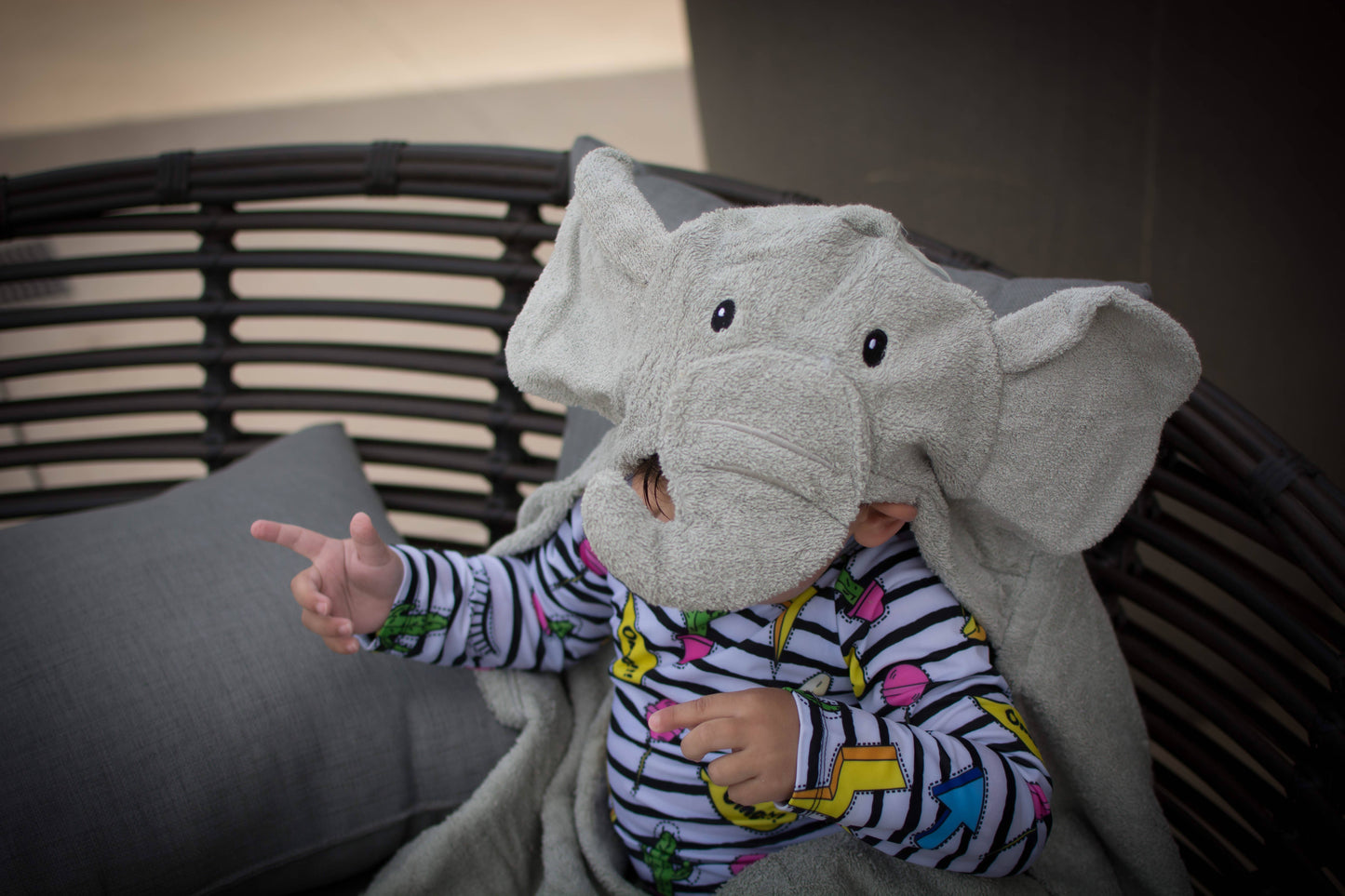 Elephant hooded towel for toddlers ages 2 to 8 years old
