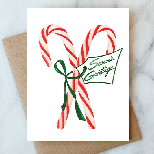 Peppermint Holiday Greeting Card - Christmas Card with Peppermint Design