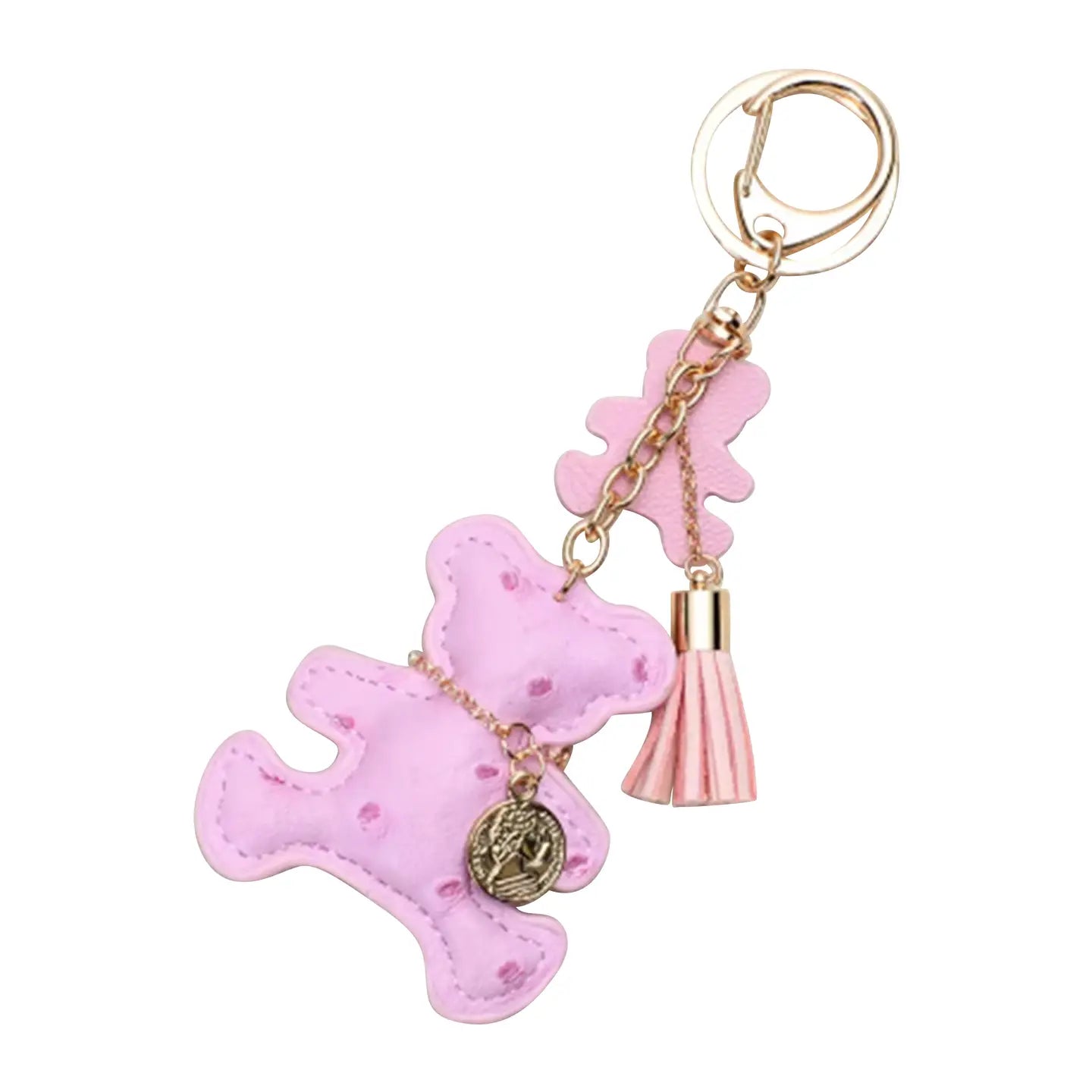 Pink Leather Teddy Bear Bag/Purse Charm