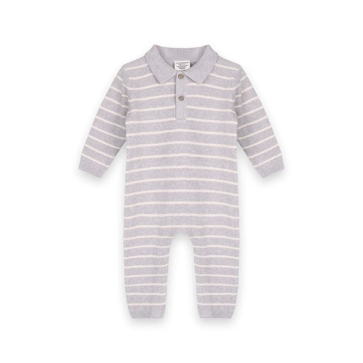 Stripe and Collar Knit Baby Jumpsuit