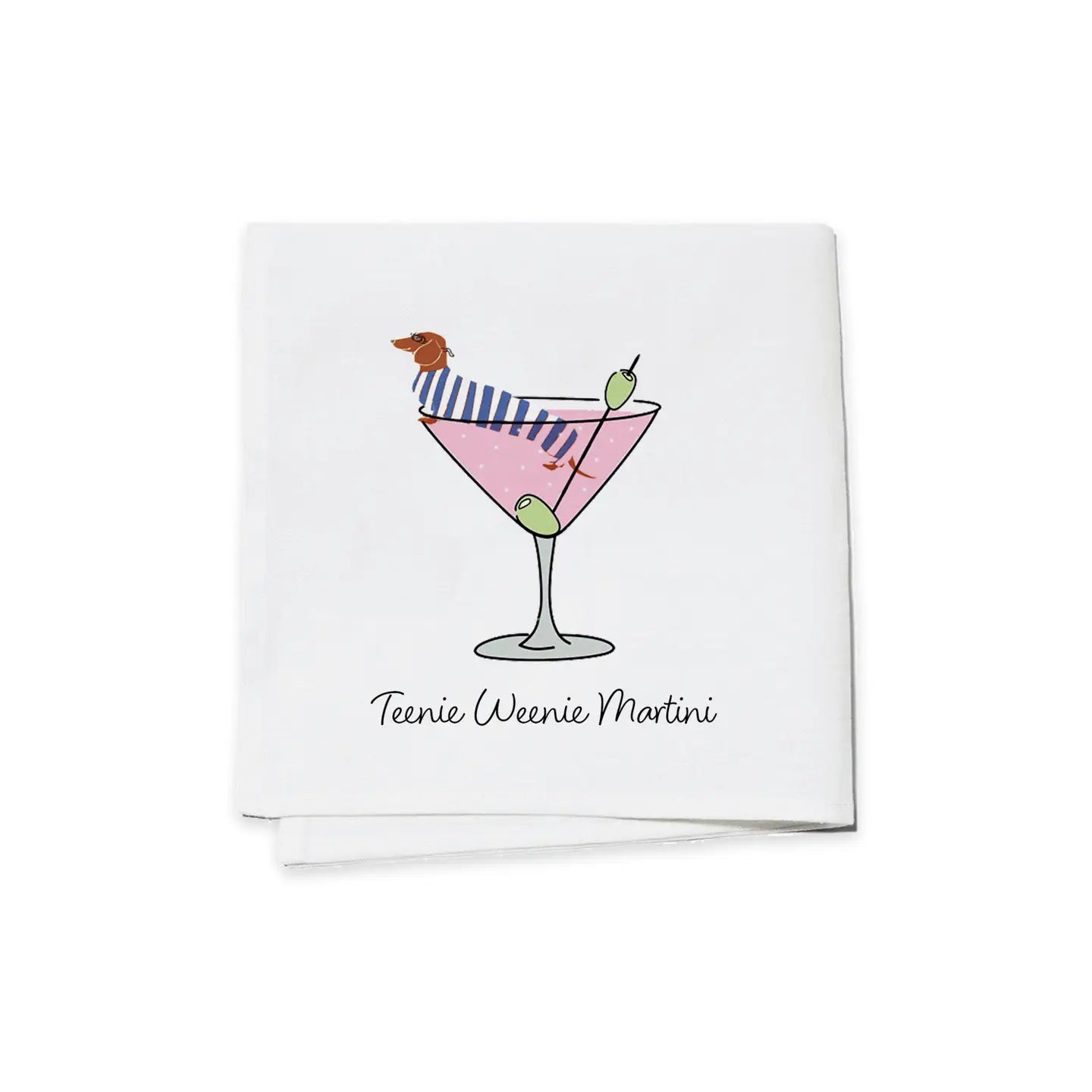 Playful cocktail napkins featuring the phrase 'Teenie Weenie Martini,' perfect for adding a fun, quirky touch to your cocktail parties or gatherings