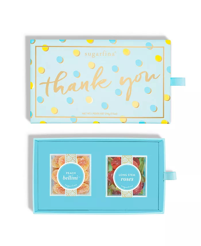 Sugarfina Thank You Candy Bento Box featuring a selection of gourmet candies.