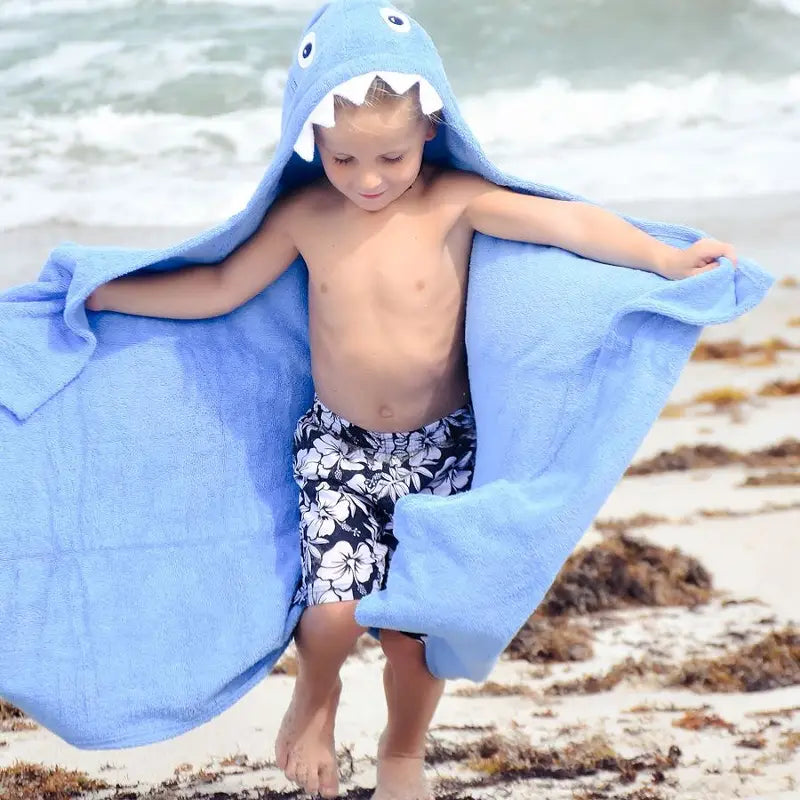 Shark hooded towel for toddlers ages 2 to 8 years old