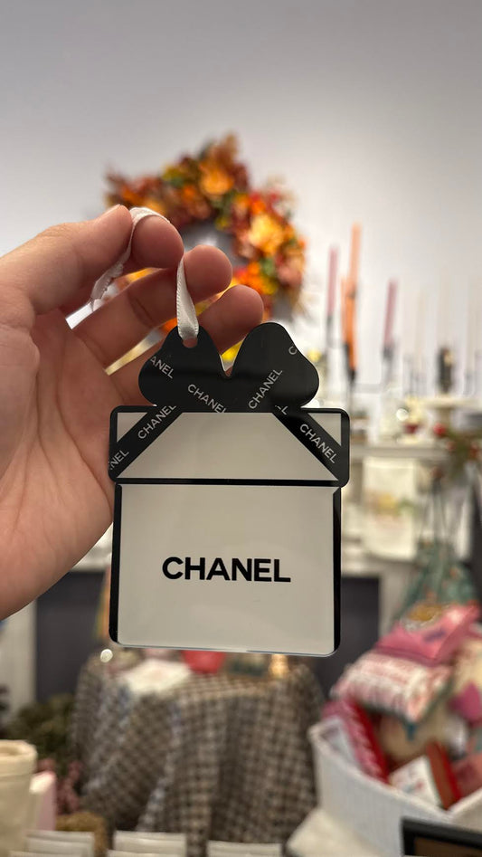 Designer Black & White Present Ornament