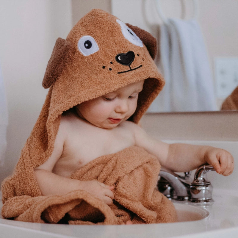 Dog hooded towel for toddlers ages 2 to 8 years old
