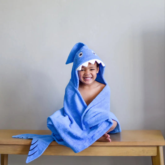 Shark hooded towel for toddlers ages 2 to 8 years old