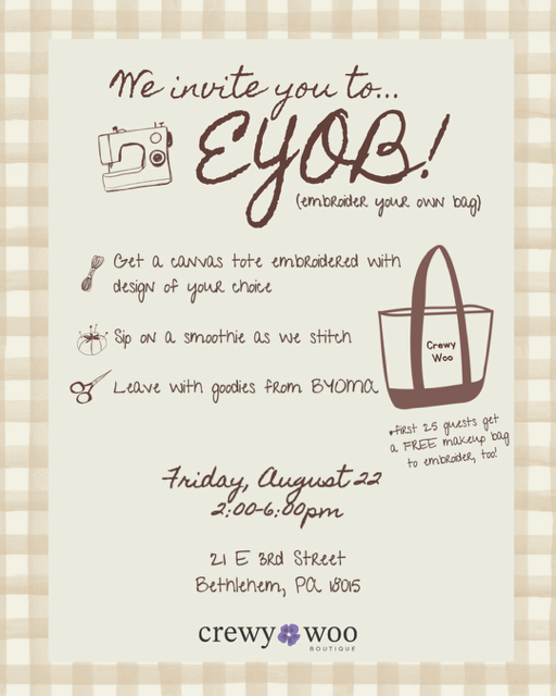 EYOB (Embroider Your Own Bag) Event