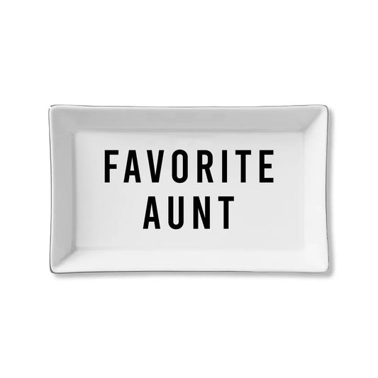 Favorite Aunt Ceramic Tray with minimalist typography design.