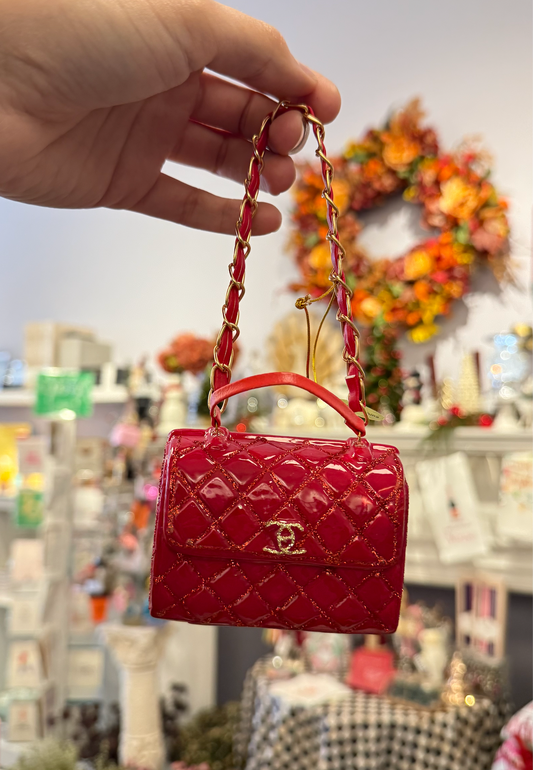 Chanel Inspired Red Designer Handbag Ornament