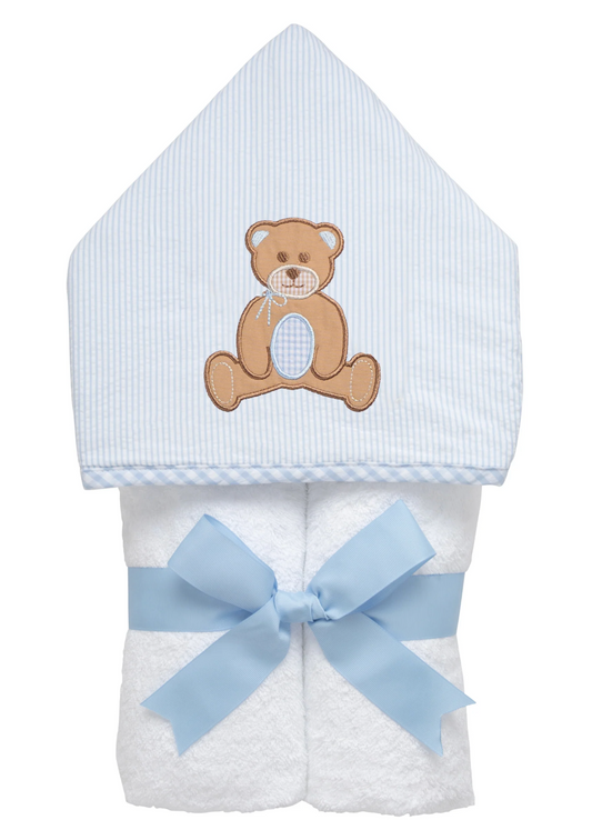 Blue Teddy Bear Baby Bath Towel