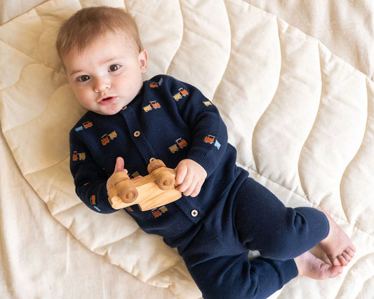 Train Embroidered Baby Cardigan