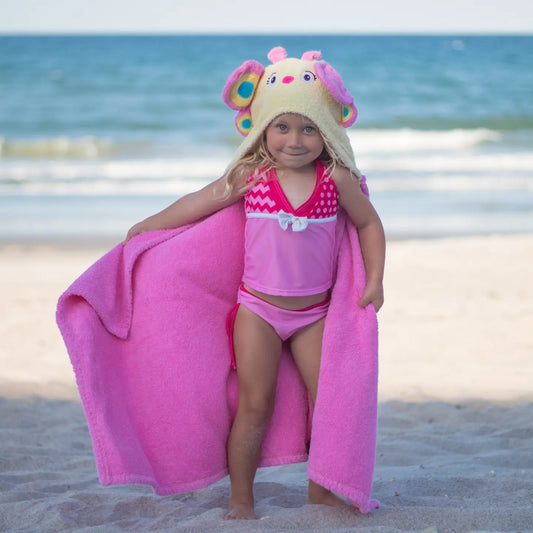 Butterfly hooded towel for toddlers ages 2 to 8 years old