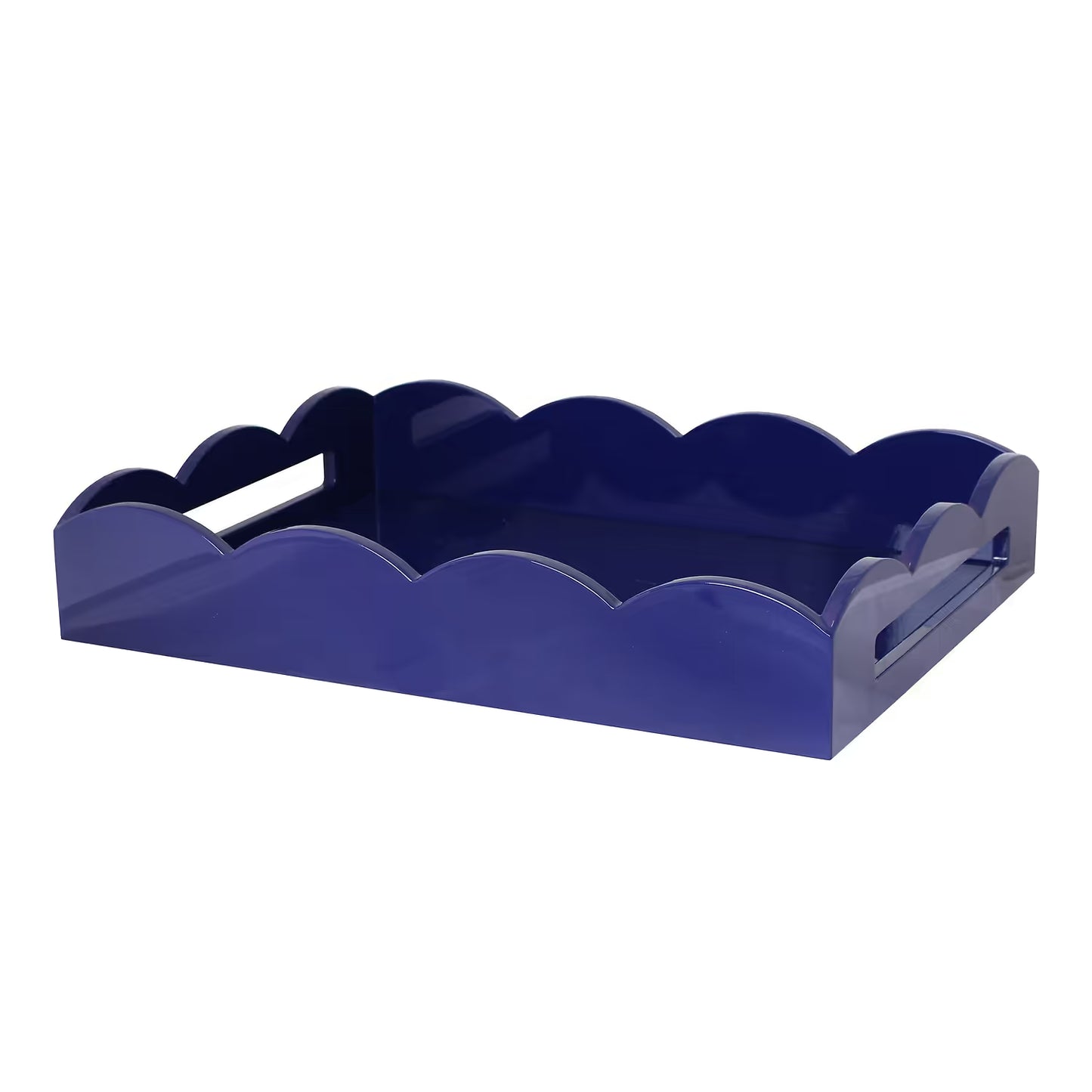 Addison Ross - Navy Medium Lacquered Scallop Serving Tray