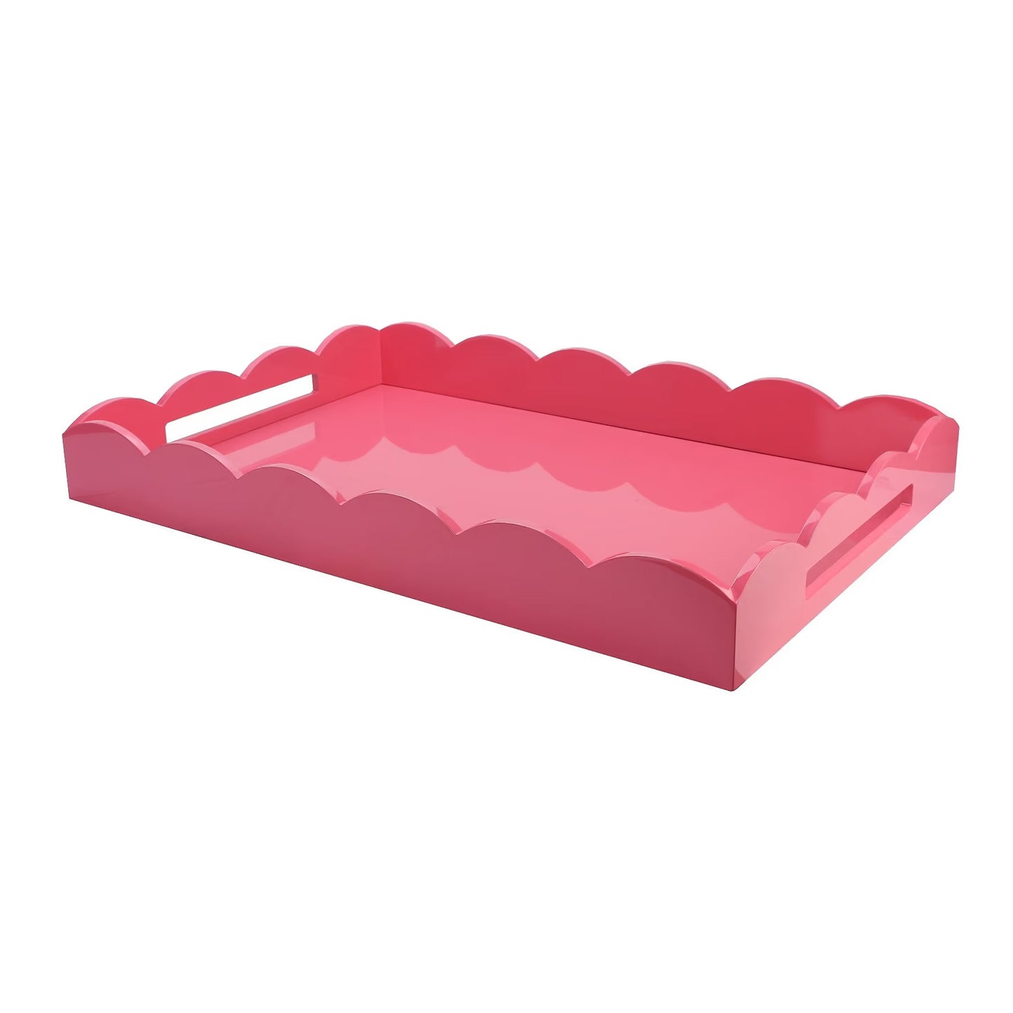 Addison Ross - Watermelon Large Lacquered Scallop Ottoman Tray