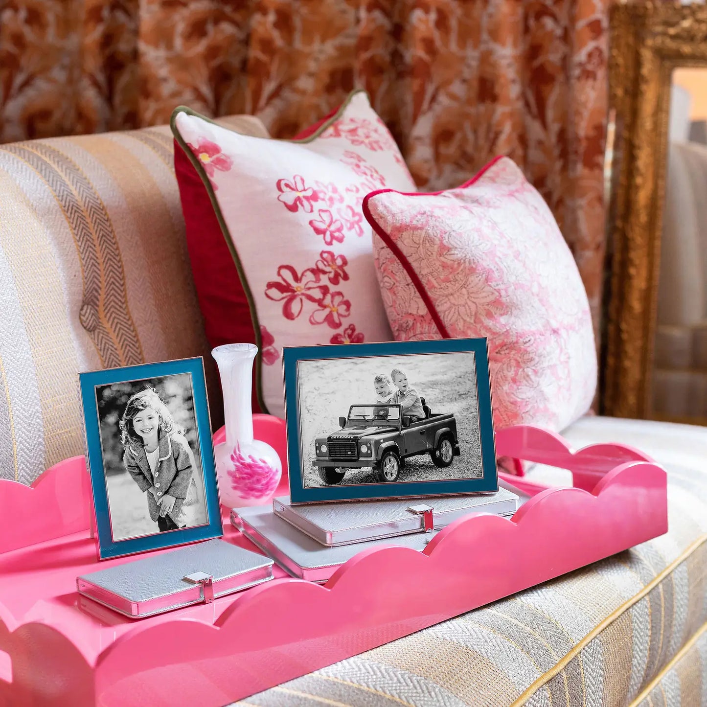 Addison Ross - Watermelon Large Lacquered Scallop Ottoman Tray