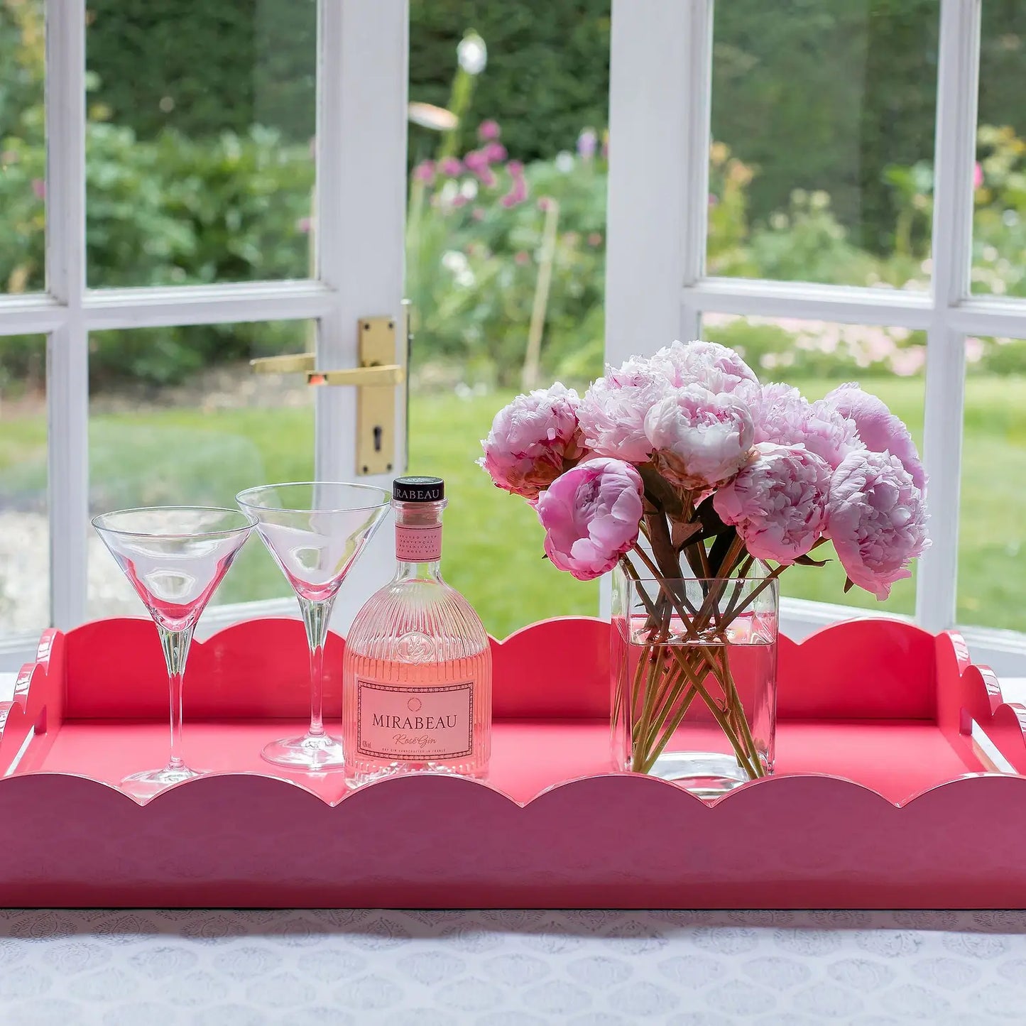 Addison Ross - Watermelon Large Lacquered Scallop Ottoman Tray