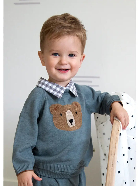 Bear Collar Pullover Baby Sweater