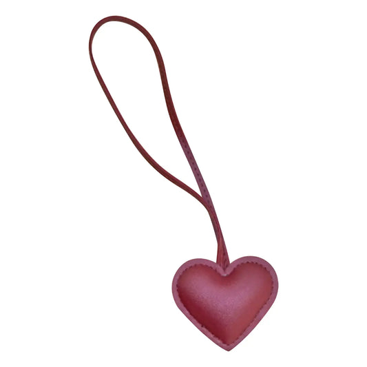 Burgundy Leather Heart Purse/Bag Charm