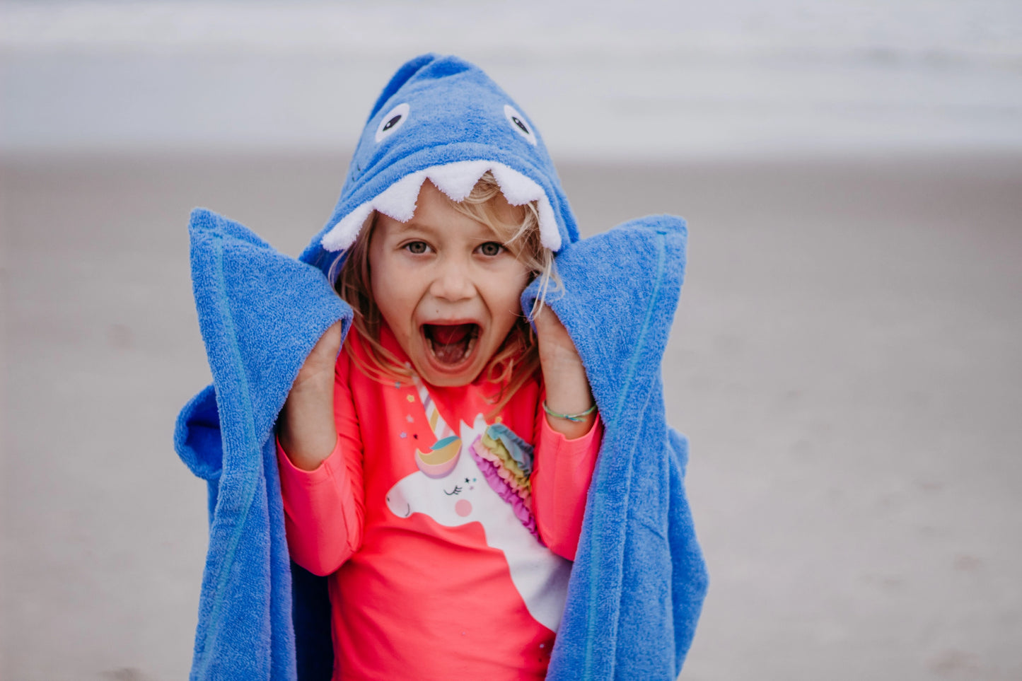 Shark hooded towel for toddlers ages 2 to 8 years old