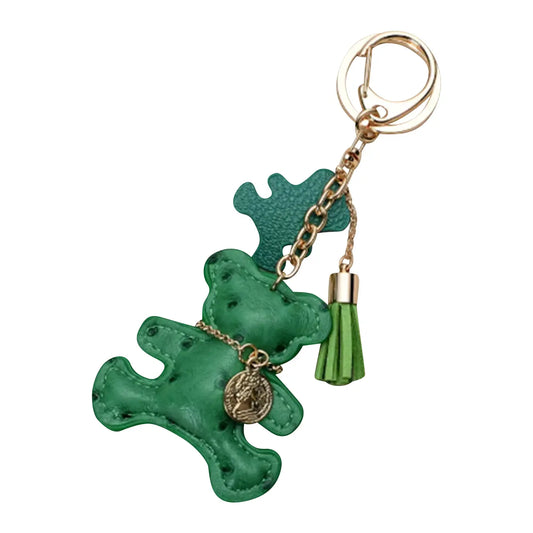 Kelly Green Leather Teddy Bear Bag/Purse Charm