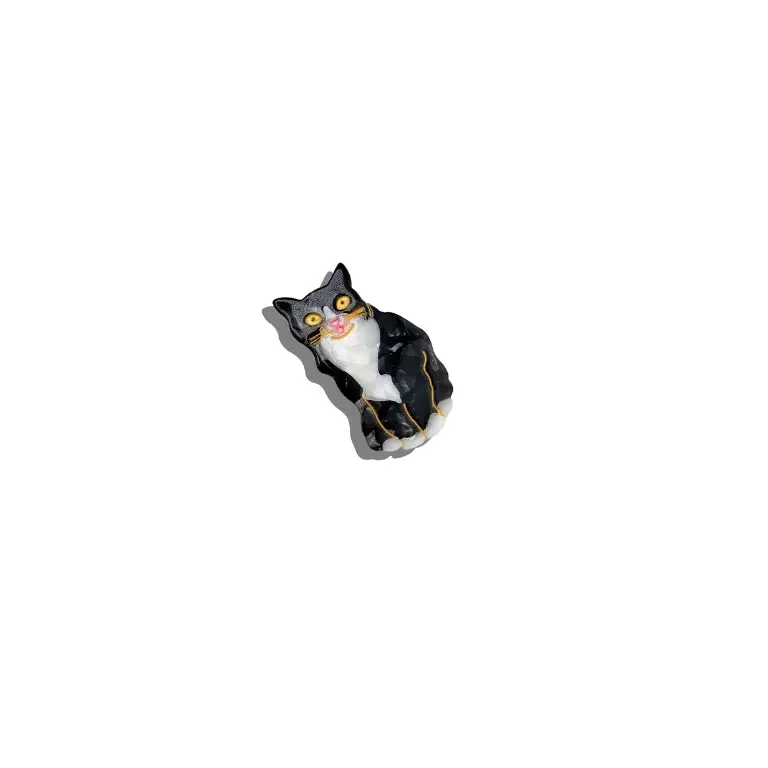 Hand-Painted Tuxedo Cat Tech Charm