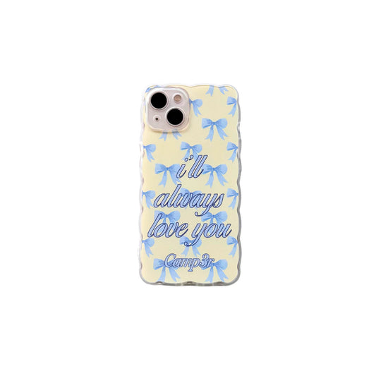 Elegant blue bow iPhone 15 Pro Max case with a soft pastel design