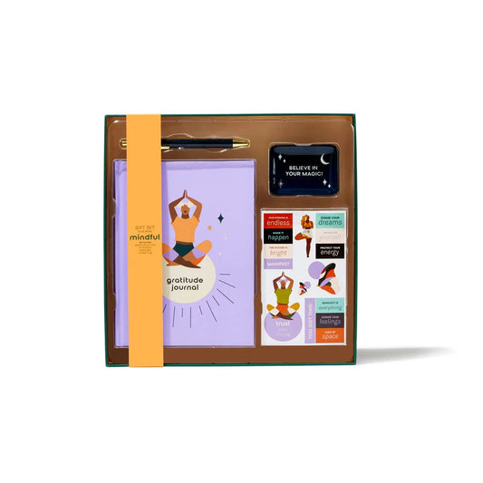Gratitude Journal Gift Set with journal, stickers, pen, and trinket tray