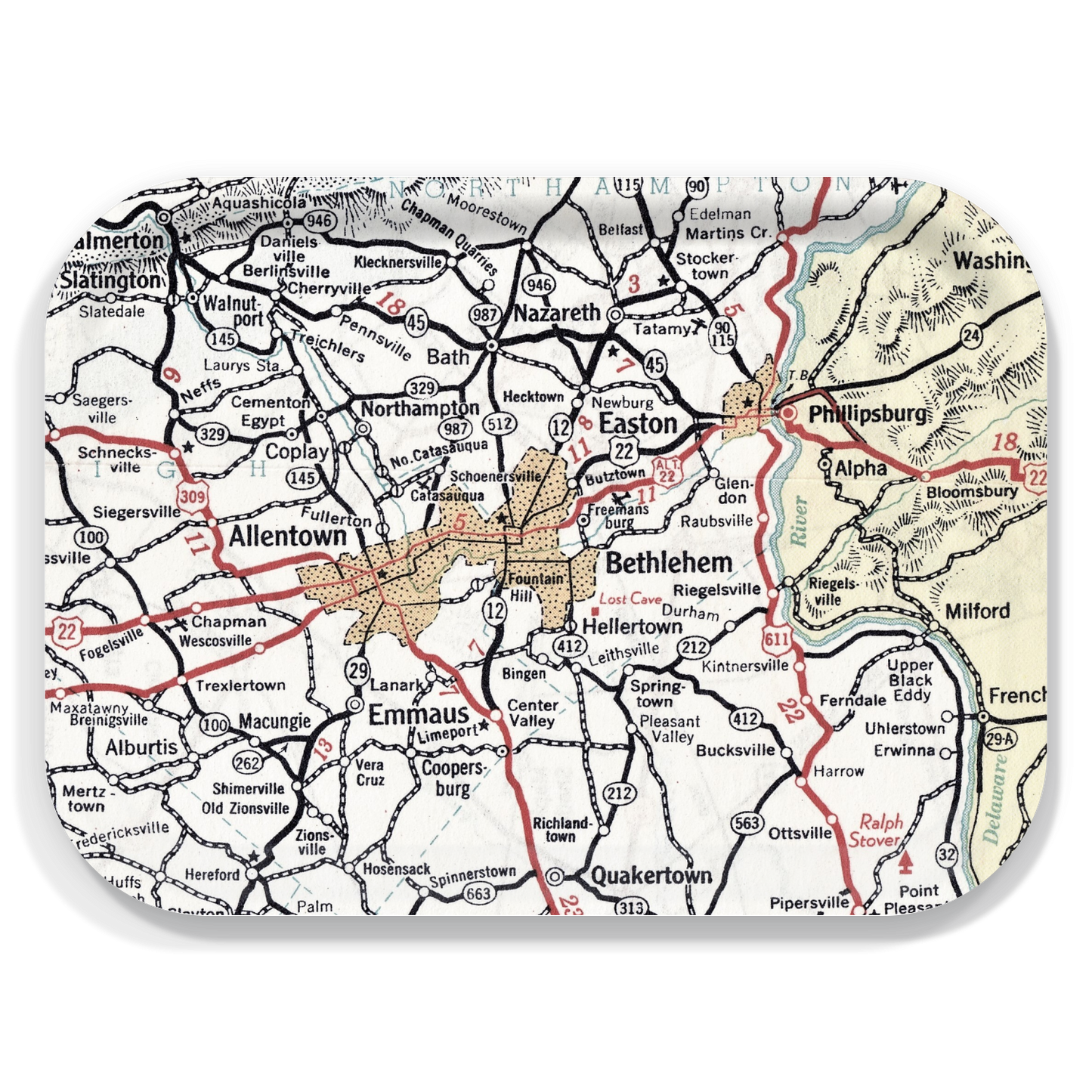 Bethlehem Pennsylvania Vintage Map Birchwood Serving Tray