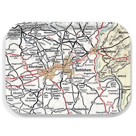 Bethlehem Pennsylvania Vintage Map Birchwood Serving Tray