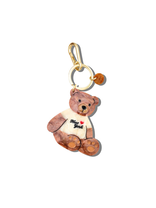 Hand-painted New York Teddy Bear Bag Charm + Keychain