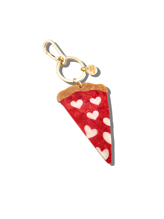 Hand-painted Pizza Slice Bag Charm + Keychain | Eco-Friendly