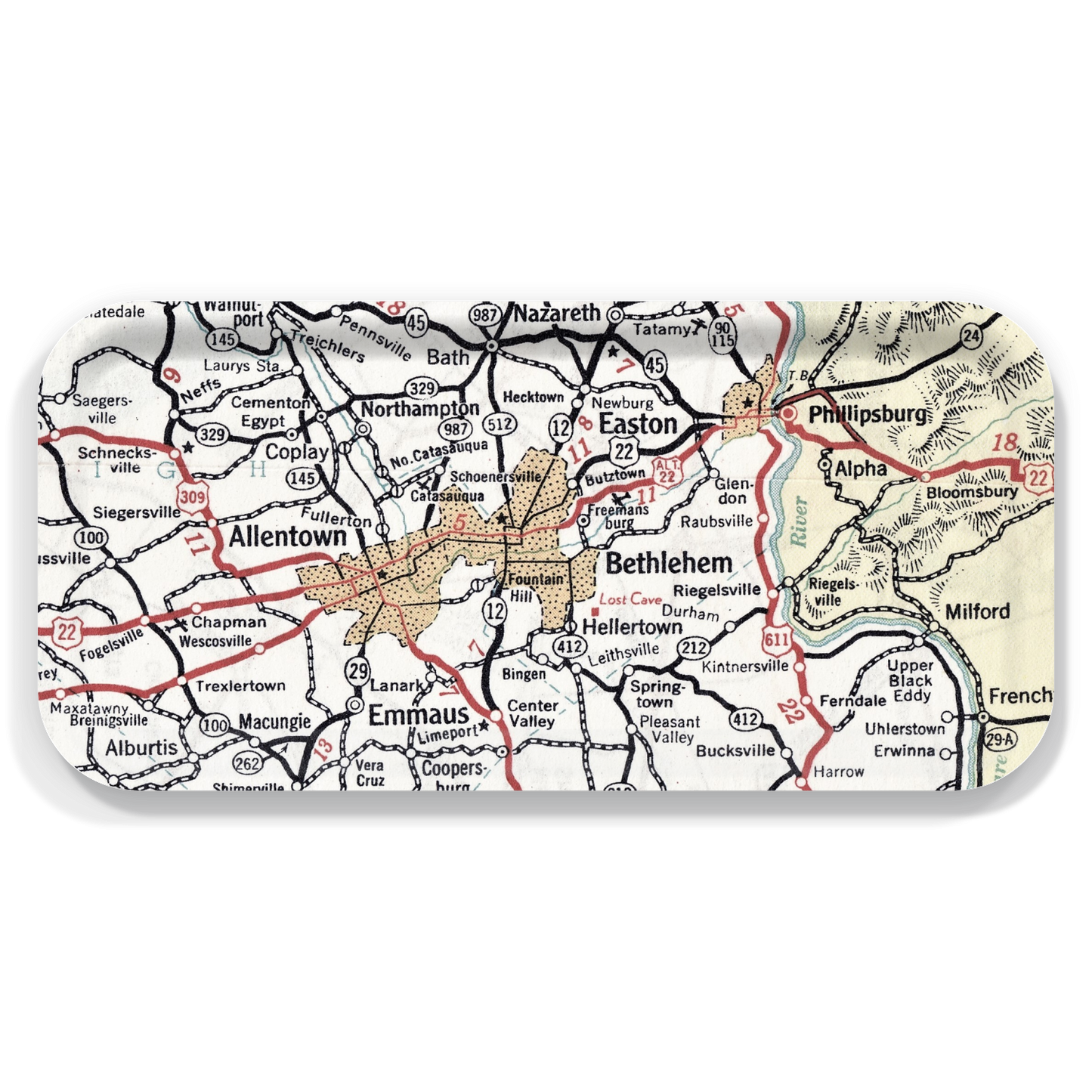 Bethlehem Pennsylvania Vintage Map Birchwood Serving Tray