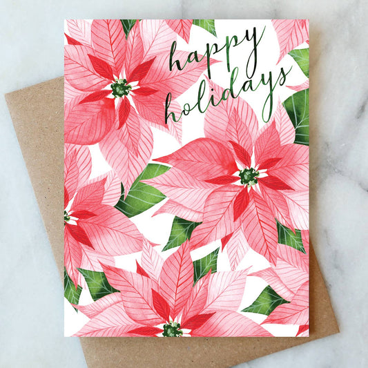 Poinsettia Happy Holidays Greeting Card | Christmas Holiday