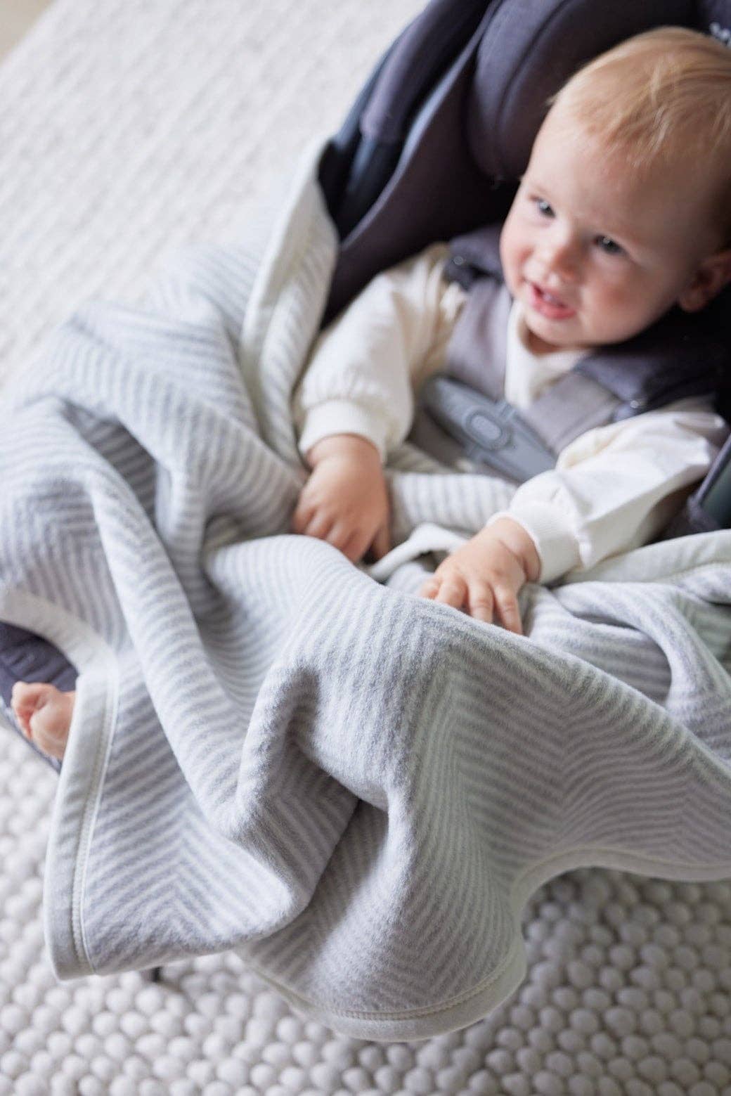 Chappy Wrap Harborview Herringbone Light Grey Blanket