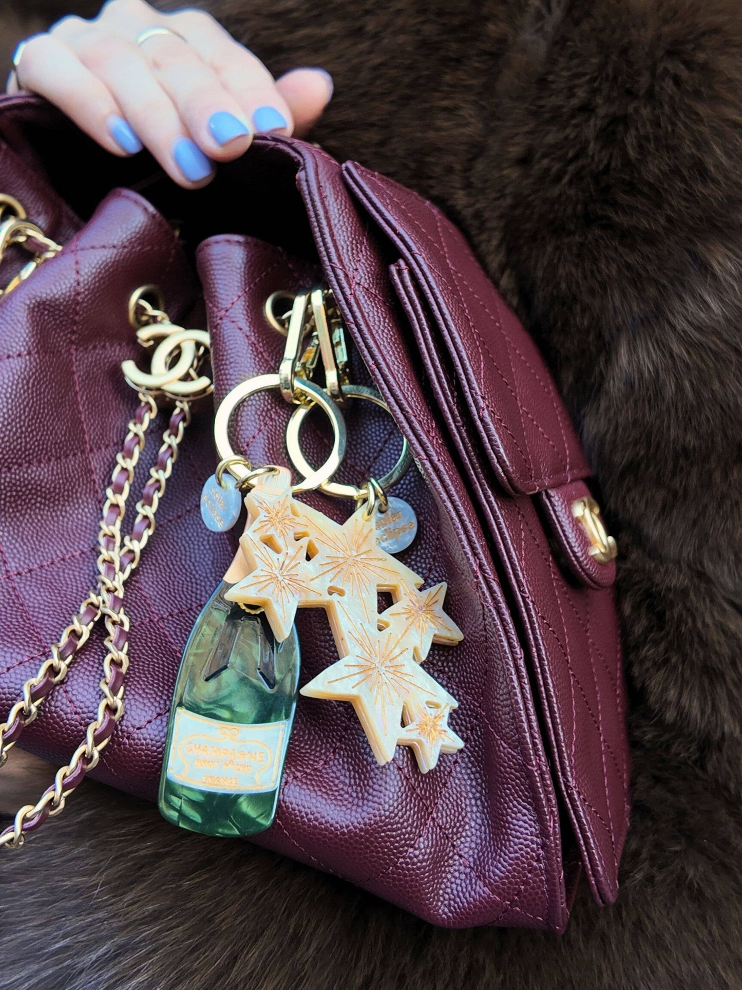 ⭐ Champagne Bottle Bag Charm