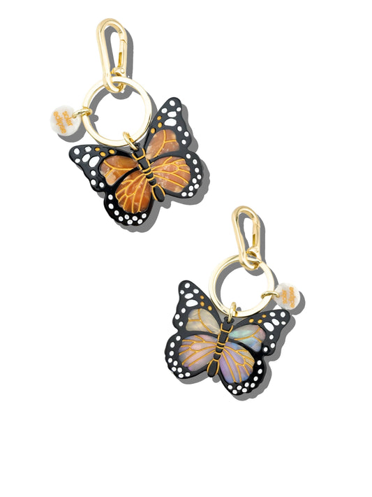 Hand-painted Monarch Butterfly Bag Charm + Keychain